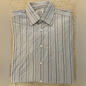LORENZINI Made in Italy Vintage Bold Stripe‎ Spread Collar Shirt Size 16/41 $275